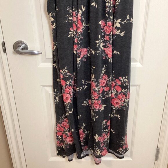 12 pm by Mon Ami Women's Maxi Long Gray Floral Dress Stretchy Cottage Core - Picture 9 of 10
